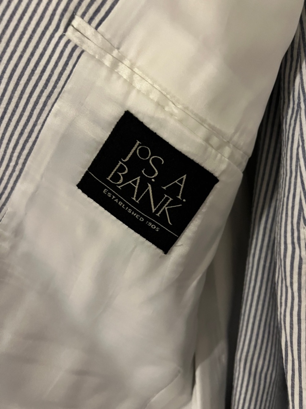 Jos. A. Bank Navy and White Striped Seersucker Sport Coat - Picture 3 of 3